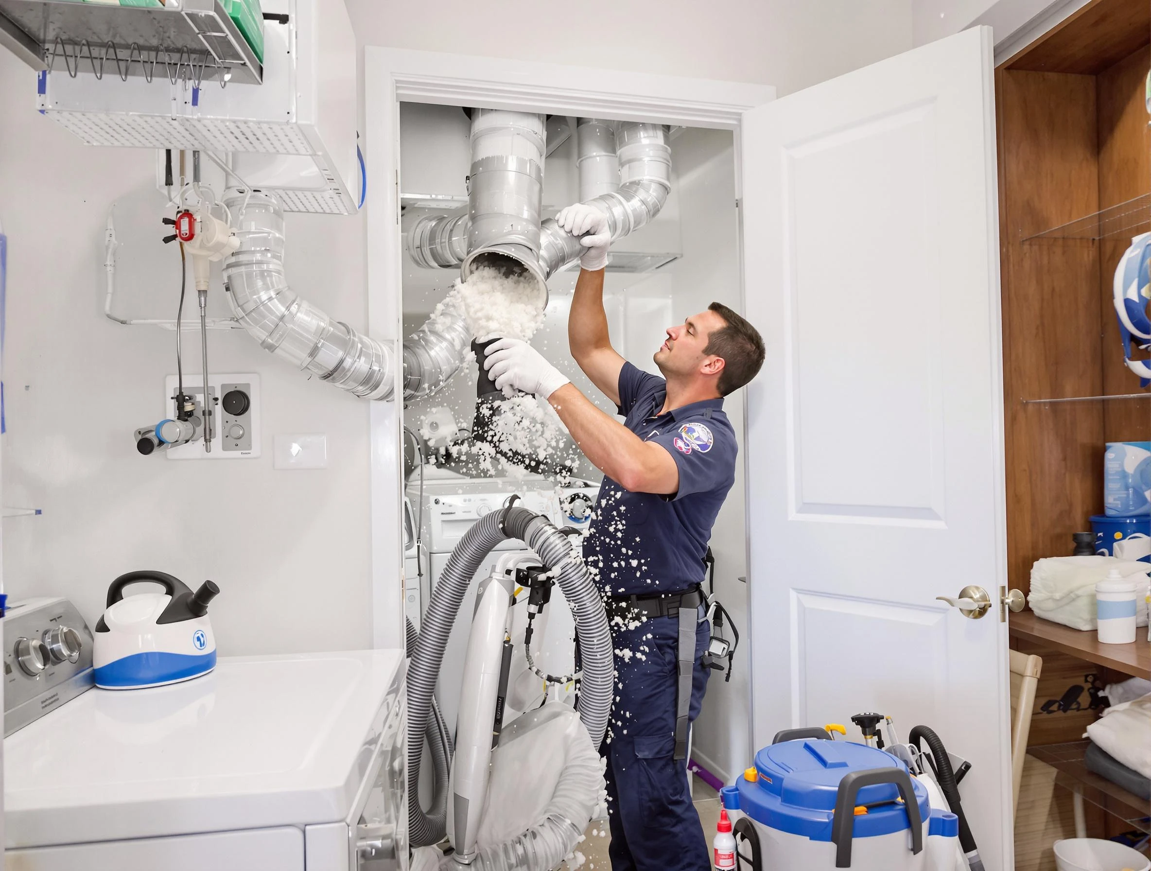 Hampton Dryer Vent Cleaning technician delivering thorough residential dryer vent cleaning service in Hampton